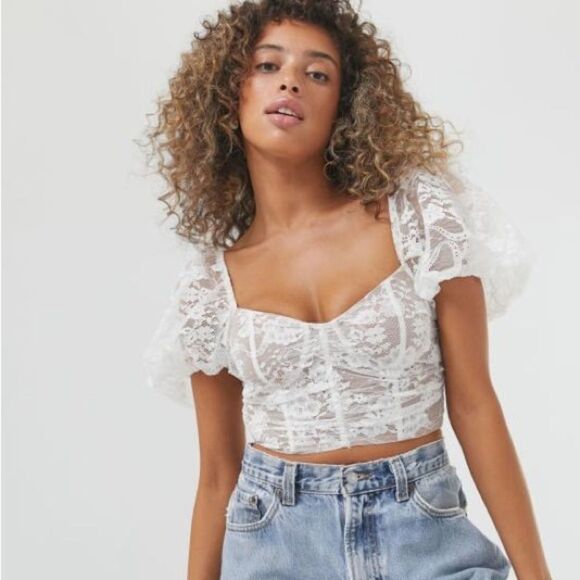 For Love & Lemons Rosalie Lace Crop Top XS - Picture 2 of 13